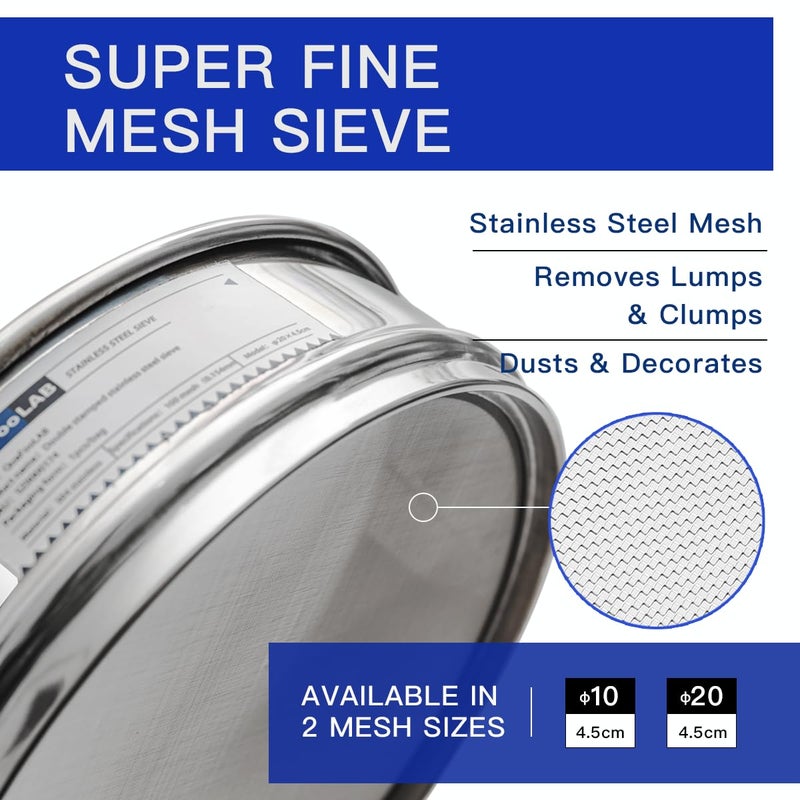 QuafooLAB Lab Sieves 800 Mesh, Economy Test Sieve #800 Mesh, 4'' Diameter, 304 Stainless Steel Wire Cloth φ10×4.5cm - Image 3